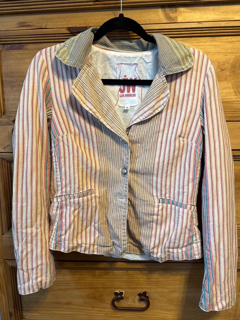 Johnny Was Vibtage Linen Blend‎ Striped Blazer Small